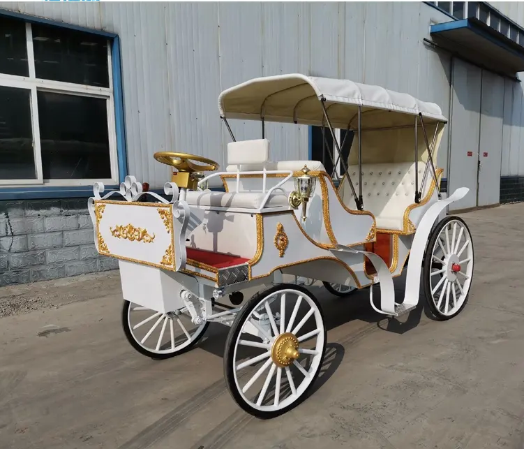 Factory price sightseeing horse carriage wagon princess wedding horse cart marathon victoria horse carriages for sale