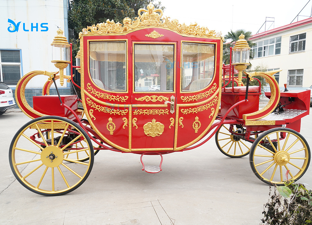 American model sightseeing horse cart christmas sightseeing electric cart amusement park ride royal horse carriage wagon on sale