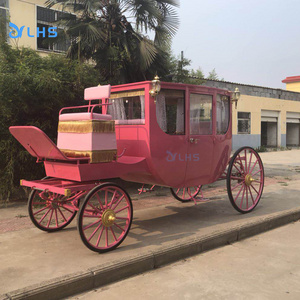 Sightseeing horse cart Cinderella carriage Pink Luxury Royal horse carriage for sale