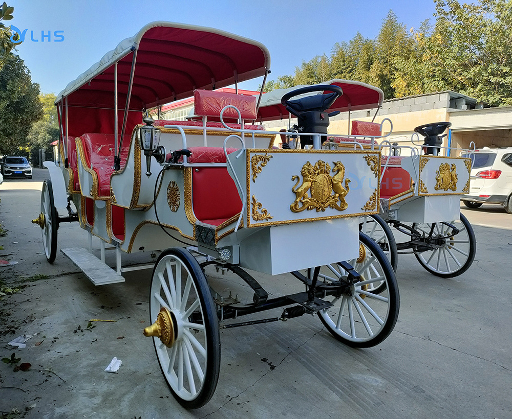 Four wheel marathon horse carriage CE two years guarantee Royal Carriage Electric hoseless carriage for tourism