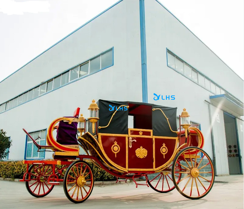 Hot sale 4 Wheels Electric Royal Horse Cart Luxury Wedding Royal Horse Carriage Sightseeing Carriage Trailer for sale