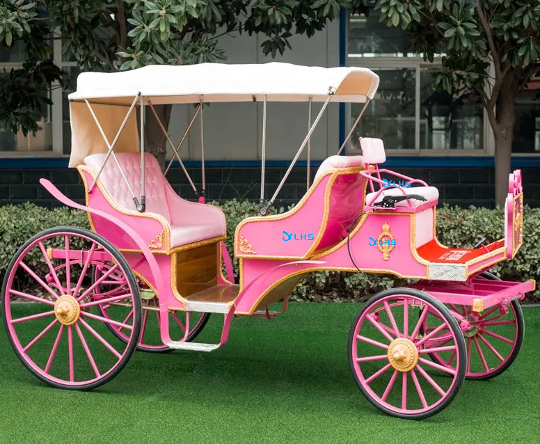 Tour exhibition sightseeing horse car marathon cinderella horse wagon electric sightseeing horse carriage with big wheels