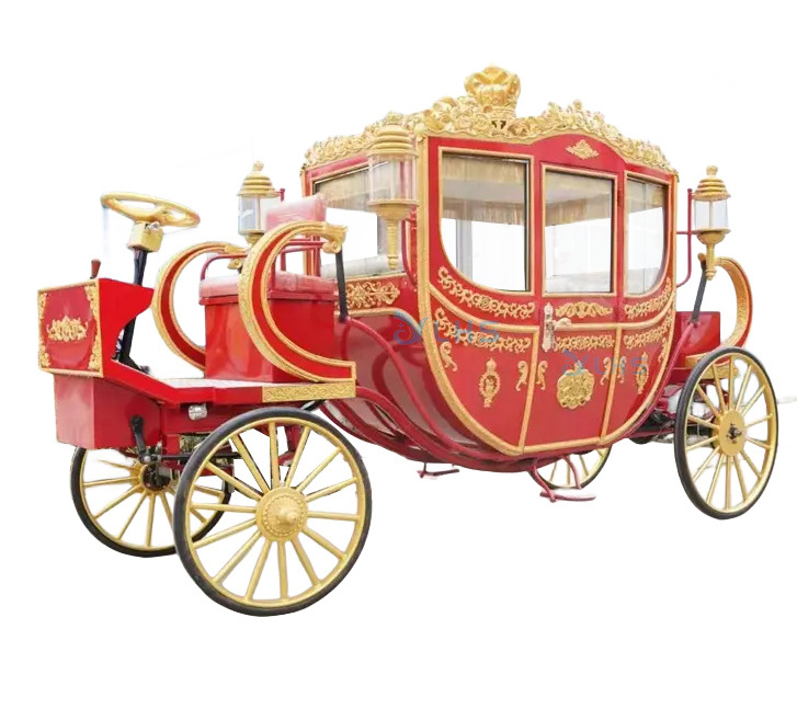 China Red Electric Cinderella Wedding Carriage Buggy Attraction Victorian Carriage Elegant Royal Horse Carriage For Sale