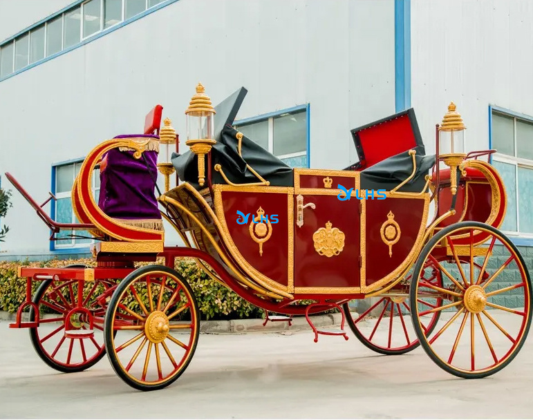 Hot sale 4 Wheels Electric Royal Horse Cart Luxury Wedding Royal Horse Carriage Sightseeing Carriage Trailer for sale