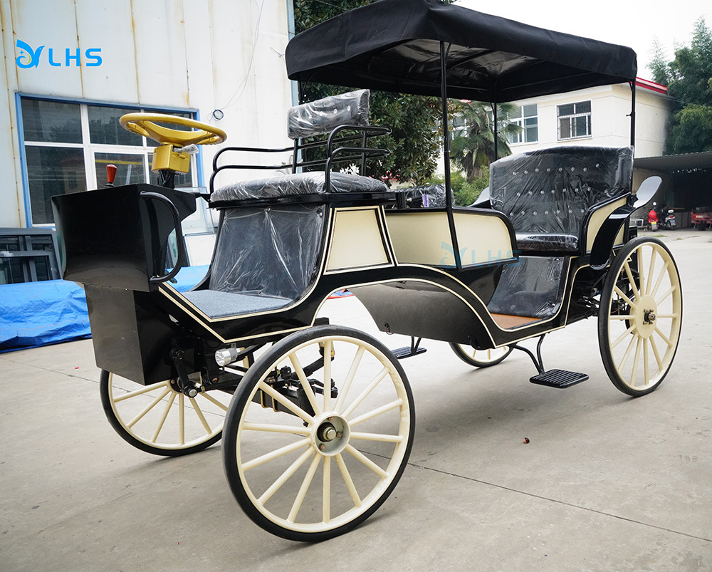 New Arrival Luxury Sightseeing Tourist Horse Carriage Marathon Horse Carriage Wagon 4 Wheels Royal  Horse Cart for sale