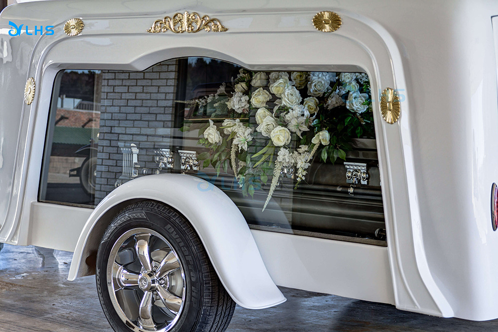 Luxury Funeral Hearse Manufacturer/Popular White Funeral Coffin Hearse Wagon/Funeral Horse Carriage With light