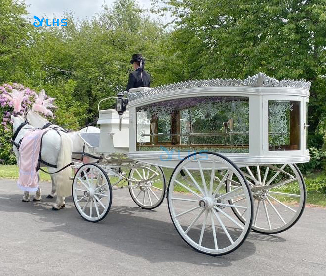 New design glass horseless hearse carriage horse hearse factory wholesale price horse hearse funeral car for sale