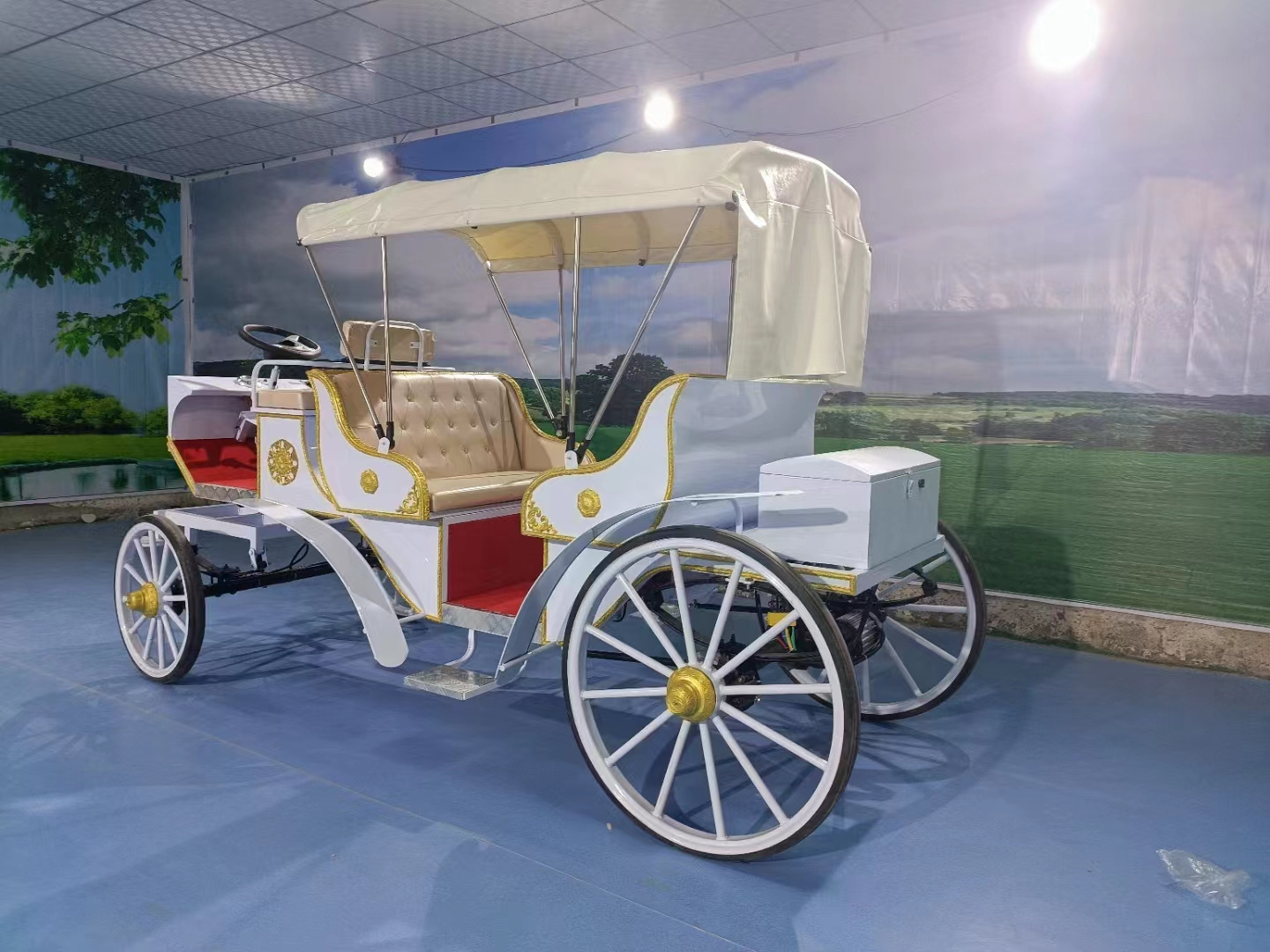 Factory price sightseeing horse carriage wagon princess wedding horse cart marathon victoria horse carriages for sale