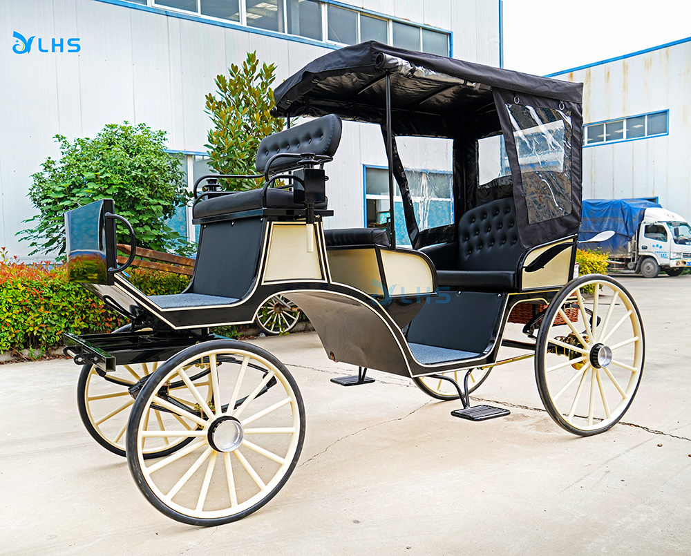 New Arrival Luxury Sightseeing Tourist Horse Carriage Marathon Horse Carriage Wagon 4 Wheels Royal  Horse Cart for sale