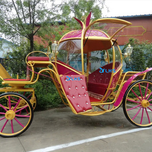 Luxury four wheels electric pumpkin sightseeing horse cart royal wedding horse carriage cinderella carriage for wedding