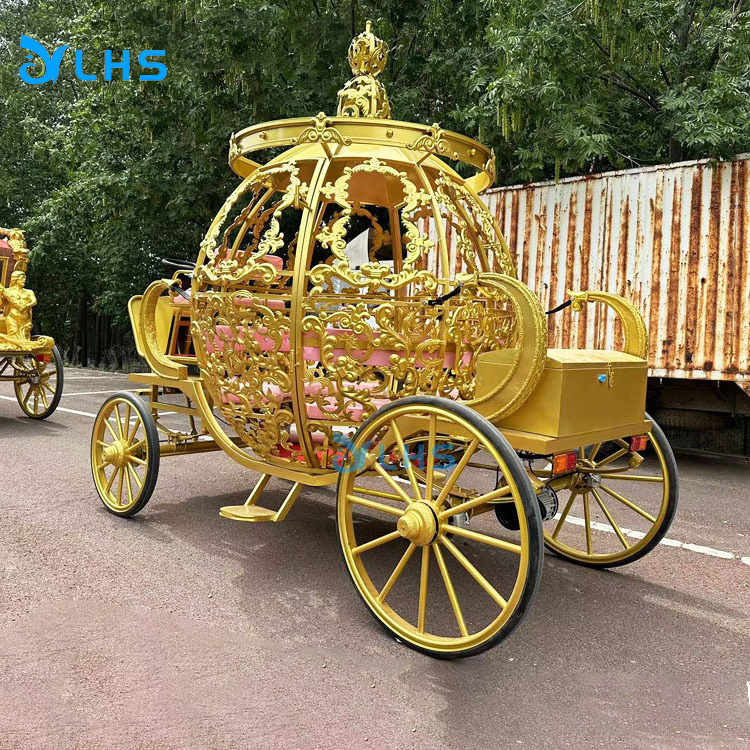 Gold electric wedding pumpkin carriage wholesale price Cinderella wedding carriage Cinderella pumpkin horse carriage for sale