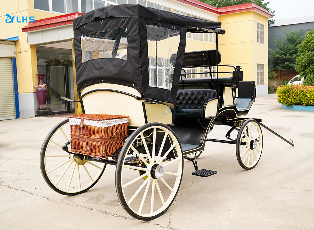 New Arrival Luxury Sightseeing Tourist Horse Carriage Marathon Horse Carriage Wagon 4 Wheels Royal  Horse Cart for sale