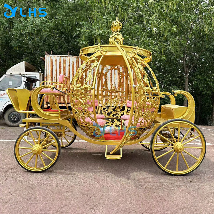 Gold electric wedding pumpkin carriage wholesale price Cinderella wedding carriage Cinderella pumpkin horse carriage for sale