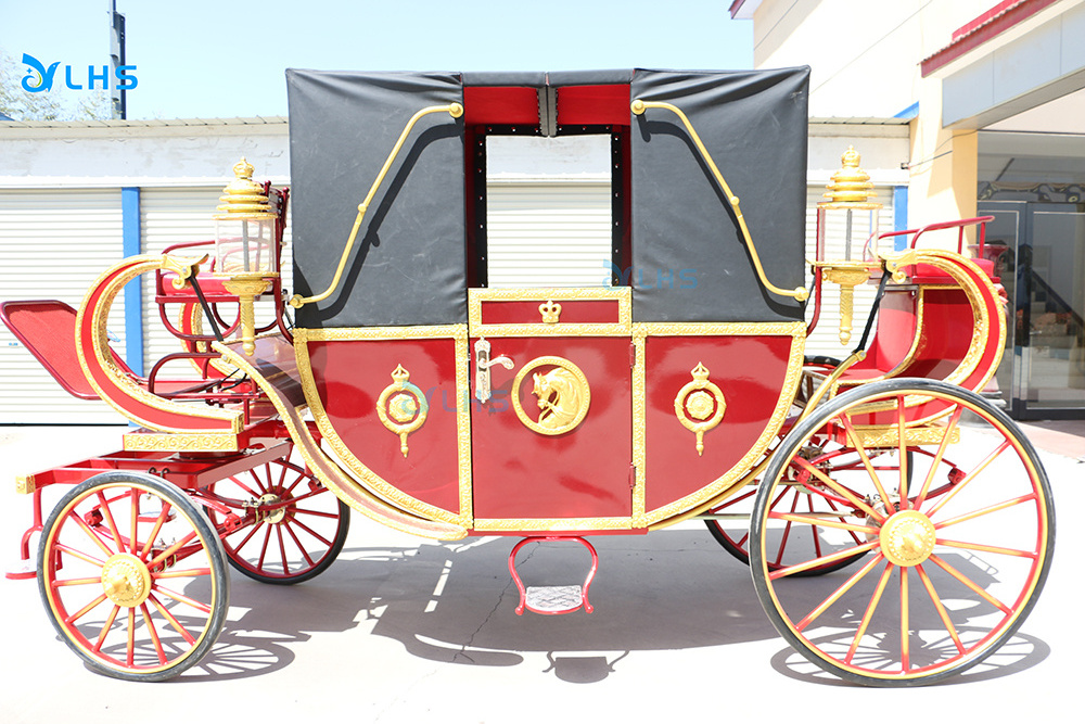 Hot sale 4 Wheels Electric Royal Horse Cart Luxury Wedding Royal Horse Carriage Sightseeing Carriage Trailer for sale