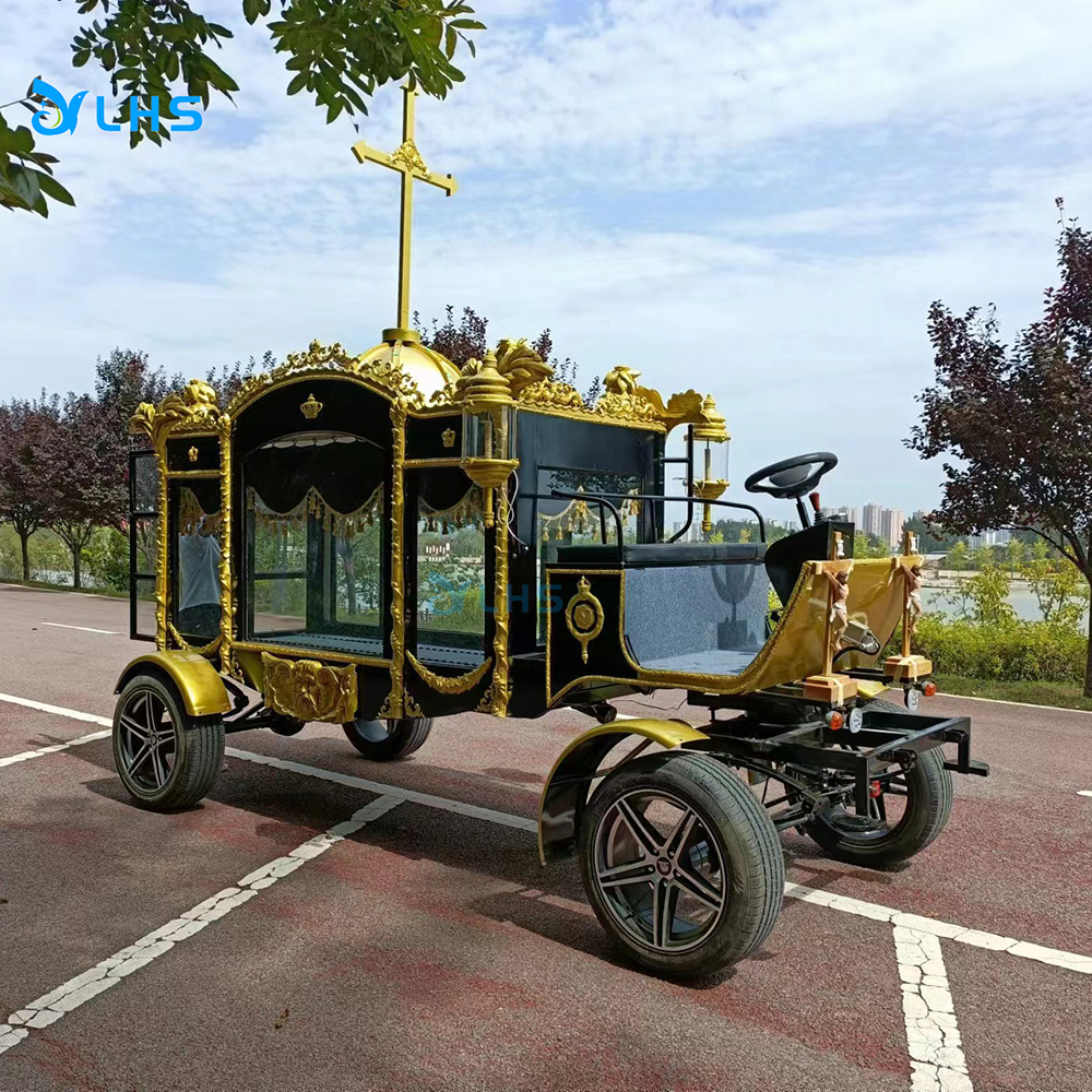 Funeral horse carriage electric horse hearse wholesale horse drawn funeral hearse carriage for sale