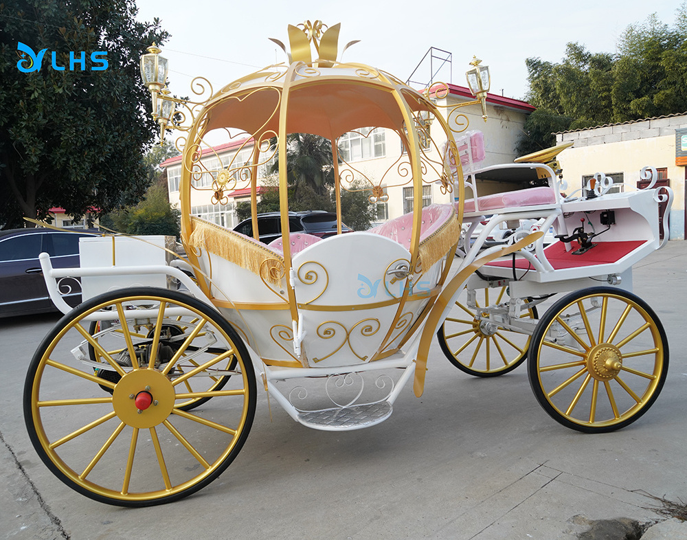 Cinderella wedding horse buggy/princess wedding buggy Golden Pumpkin Horse buggy/Pink Pumpkin Horse Carriage for Christmas