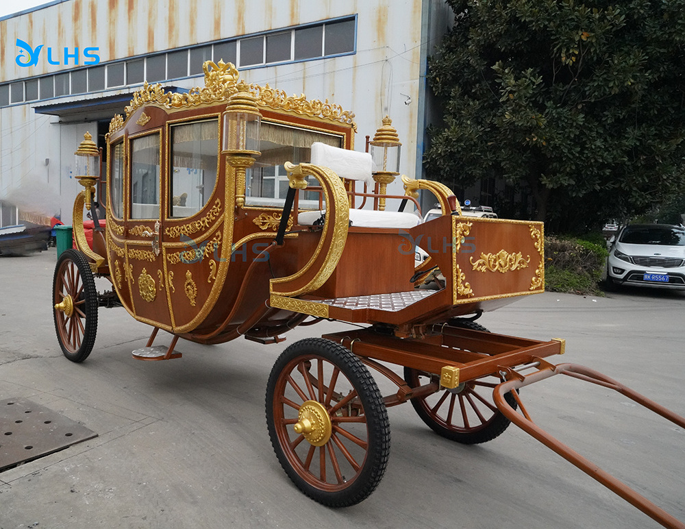 Used electric tourist shuttle horse cart buggy British-style victorian wedding horse carriage marathon carriage