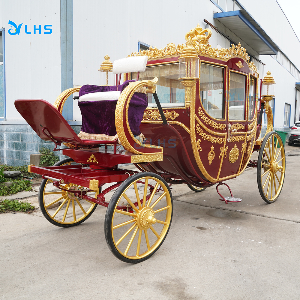 Used electric tourist shuttle horse cart buggy British-style victorian wedding horse carriage marathon carriage