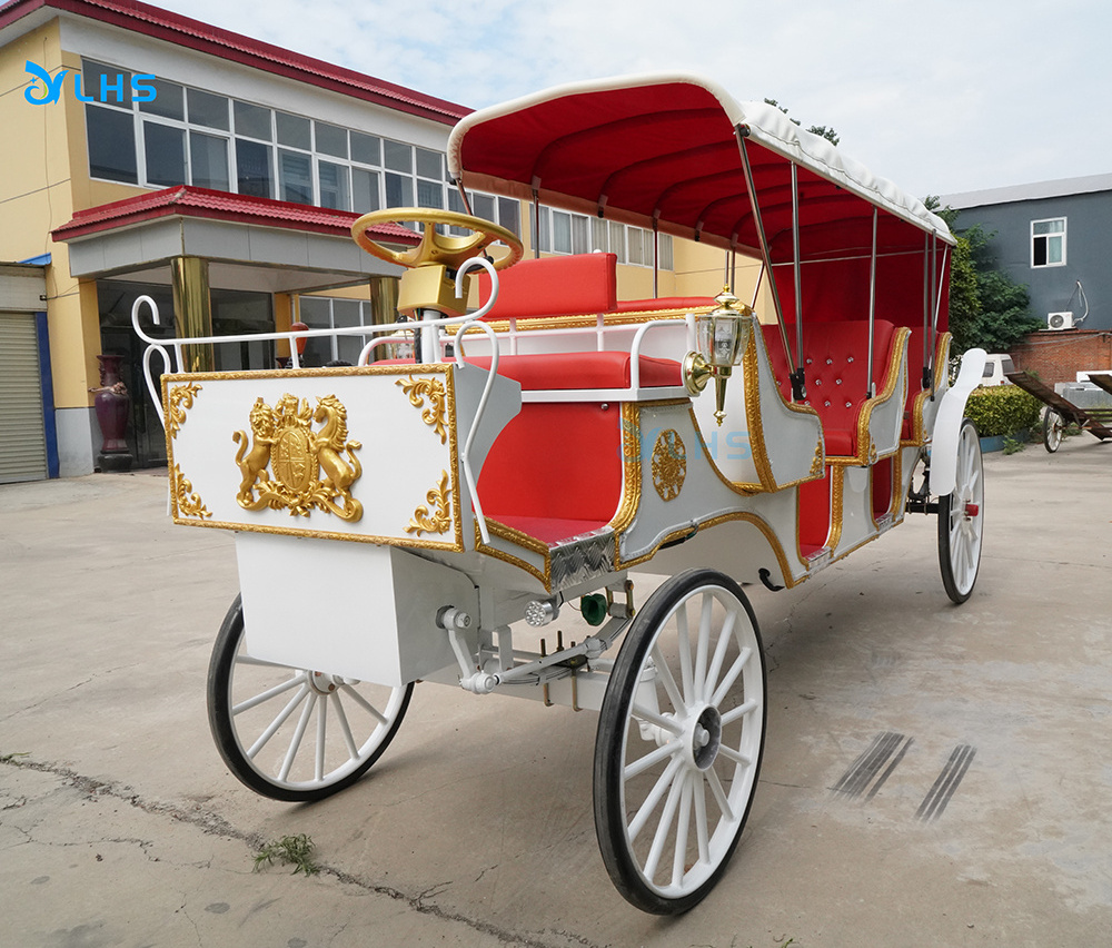 Four wheel marathon horse carriage CE two years guarantee Royal Carriage Electric hoseless carriage for tourism