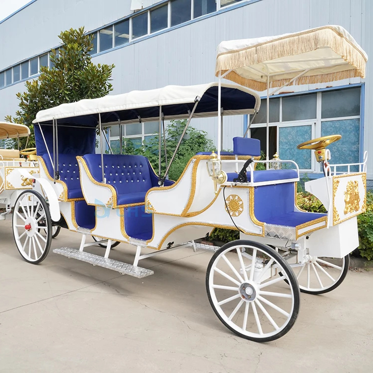 Outdoor sightseeing coach/ Luxury four wheels electric Royal horse carriage/horse wagon for christmas