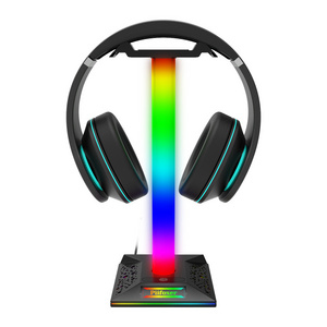 Manufacturer Contemporary Gaming Hanger Rack Phone Charger Rgb Light Bar Headset Stand Headphone Holder For Gamer