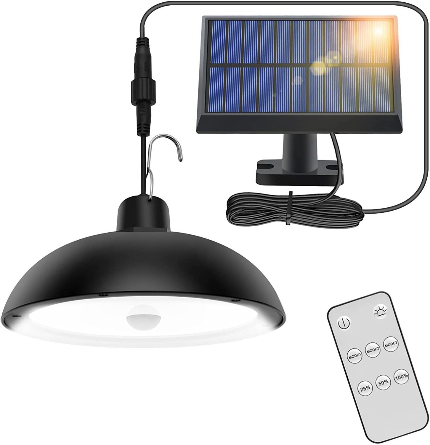 Factory Popular 360 Degrees Indoor Remote Control Extension Cable Solar Light for Shed