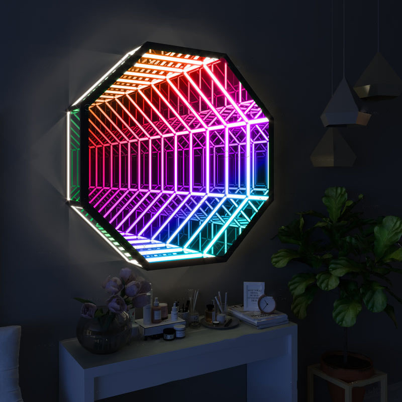 Popular led remote app control multi color changing 3d tunnel lamp infinity wall mirror light for room