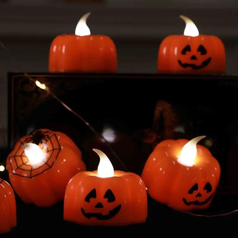 hot sale Spooky Battery Operated Flameless LED halloween lights led candle pumpkin