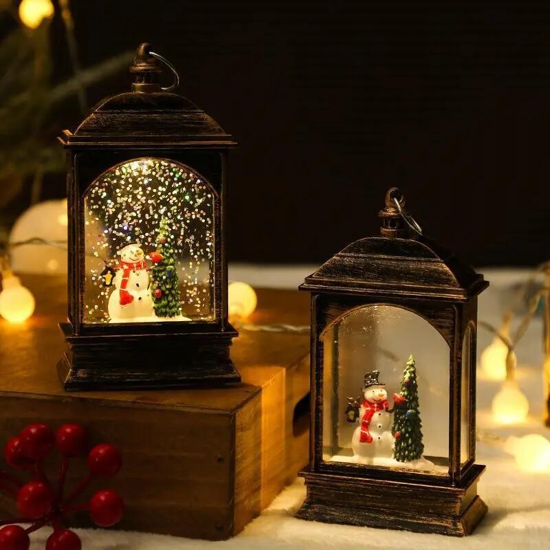 2023 Wholesale Led Luminous Interior Glitters christmas snow globes light up water lanterns