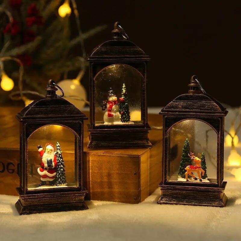 2023 Wholesale Led Luminous Interior Glitters christmas snow globes light up water lanterns