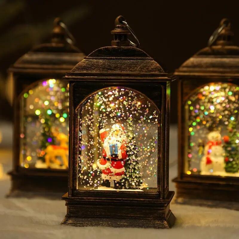 2023 Wholesale Led Luminous Interior Glitters christmas snow globes light up water lanterns