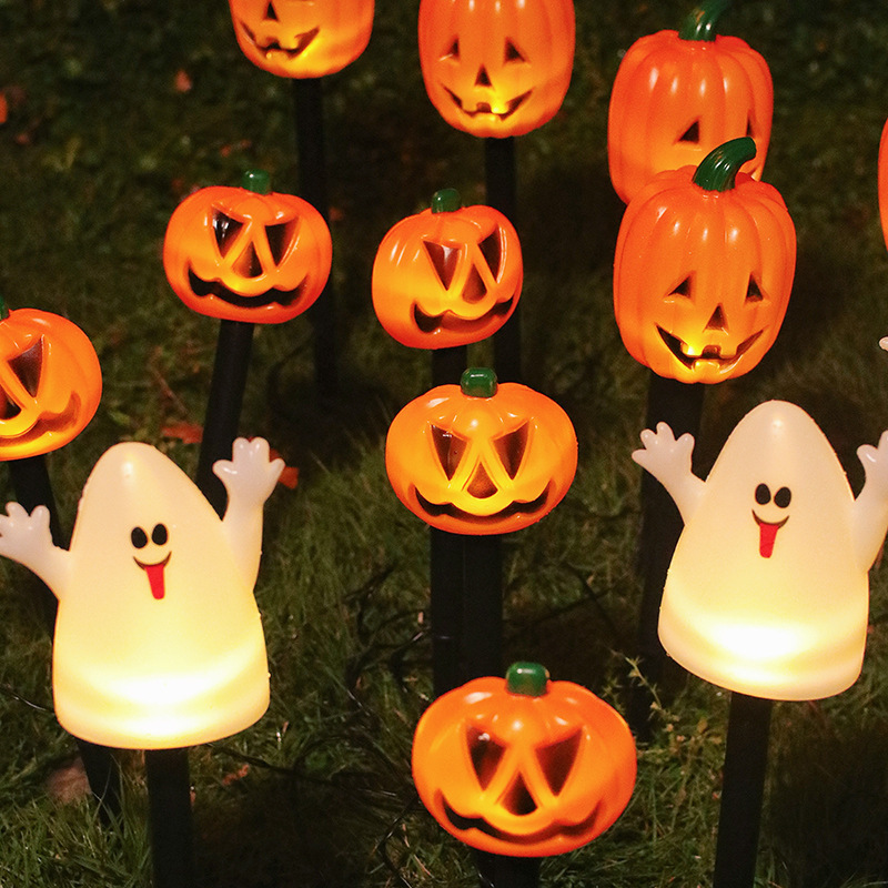 Halloween Solar Decorations Pathway Lights Pumpkin Ghost Garden Stake Light For Festival