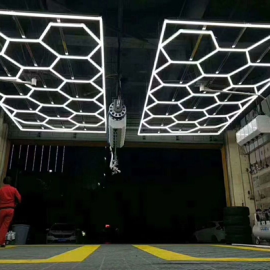 2023 Popular Size Customizable Car Detailing Shop DIY Led Hexagon Garage Lighting