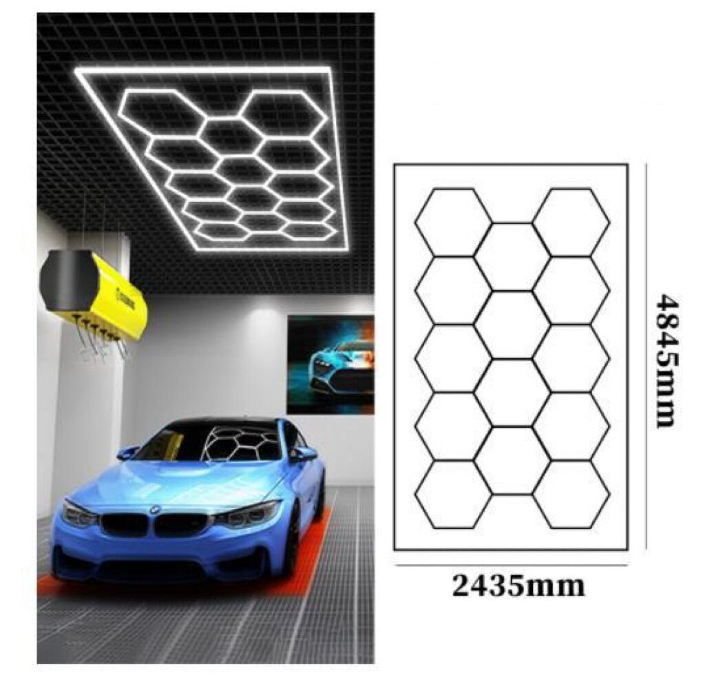 2023 Popular Size Customizable Car Detailing Shop DIY Led Hexagon Garage Lighting