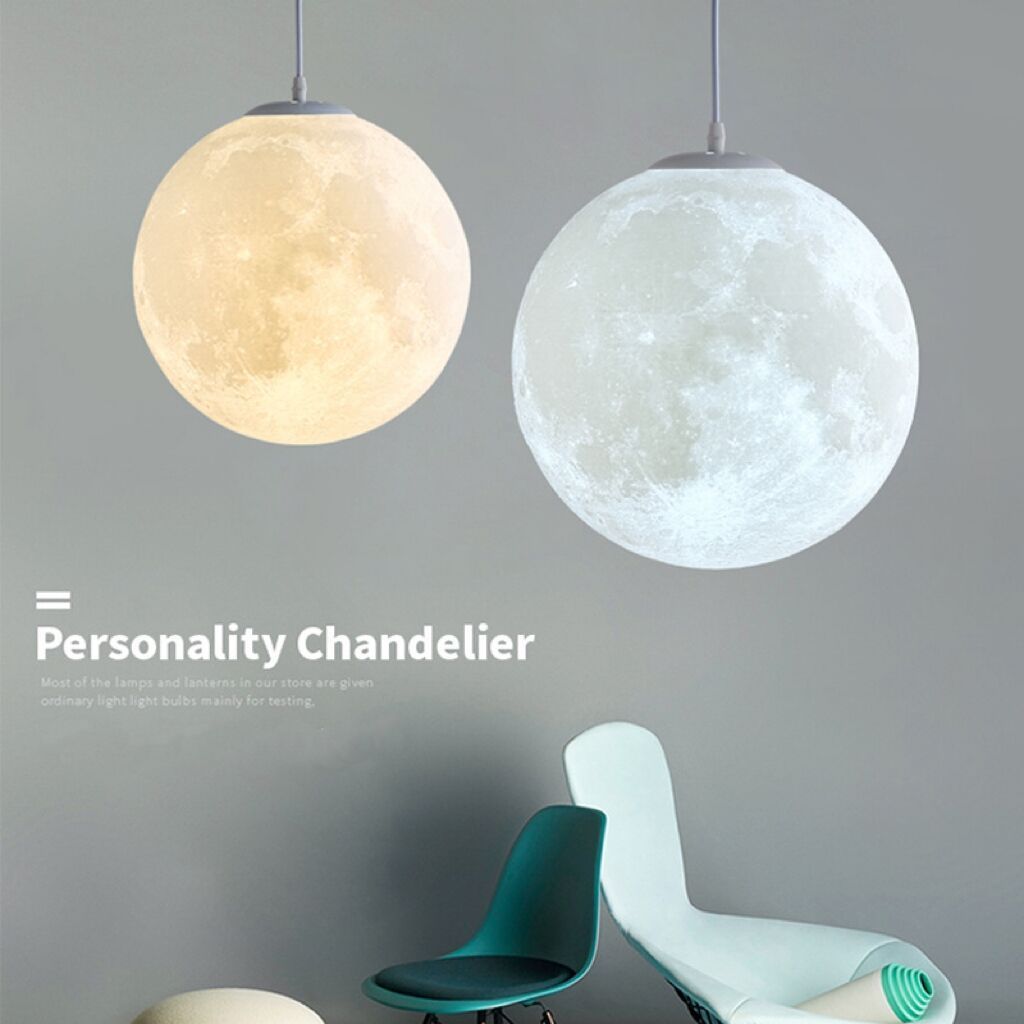 Creative round hanging led ceiling lighting restaurant decoration pendant lamp moon chandelier