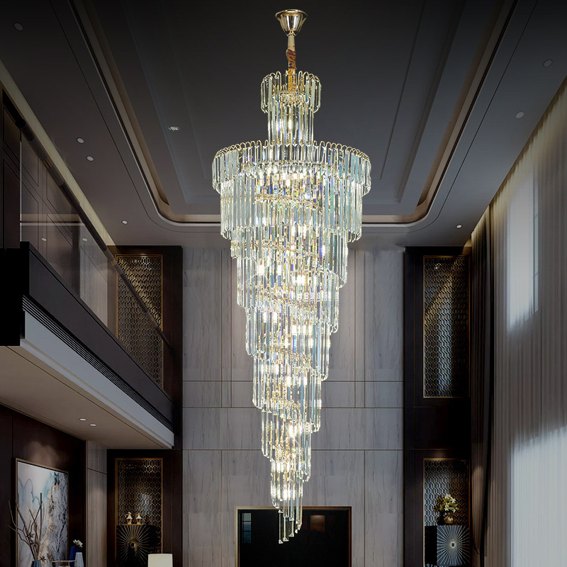 popular modern large hallway indoor stair ceiling fixtures lighting living luxury crystal pendant lamp