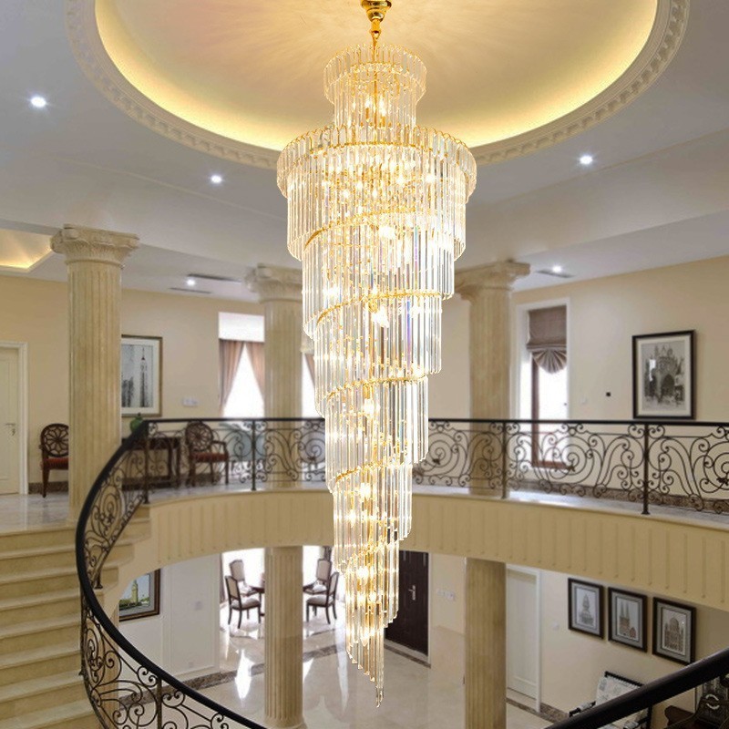 popular modern large hallway indoor stair ceiling fixtures lighting living luxury crystal pendant lamp