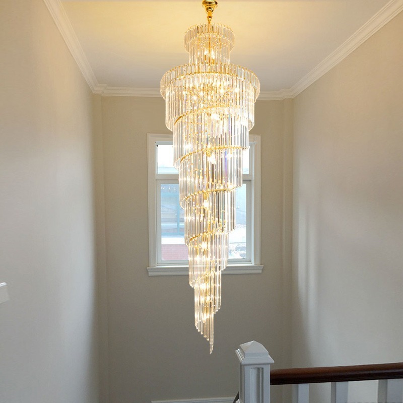 popular modern large hallway indoor stair ceiling fixtures lighting living luxury crystal pendant lamp