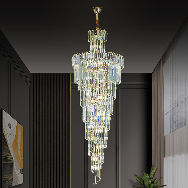 popular modern large hallway indoor stair ceiling fixtures lighting living luxury crystal pendant lamp