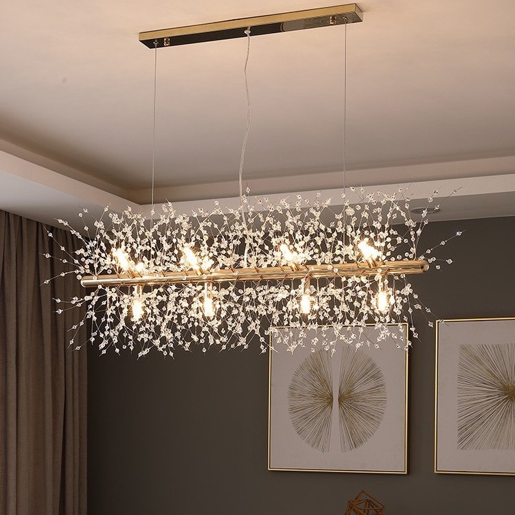 modern dining room adjustable hanging fixtures gold metal crystal fireworks pendant lights