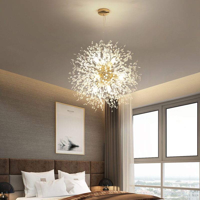 modern dining room adjustable hanging fixtures gold metal crystal fireworks pendant lights