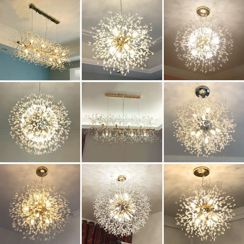 modern dining room adjustable hanging fixtures gold metal crystal fireworks pendant lights