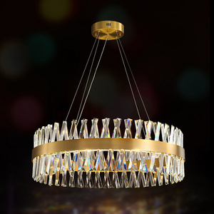 decoration modern contemporary round simple gold k9 chandelier luxury crystal lighting ceiling led pendant light