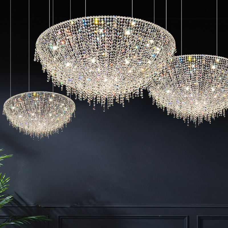 hot sale modern dining room visual comfort flush mount luxury round crystal chandelier stairwell pendant light