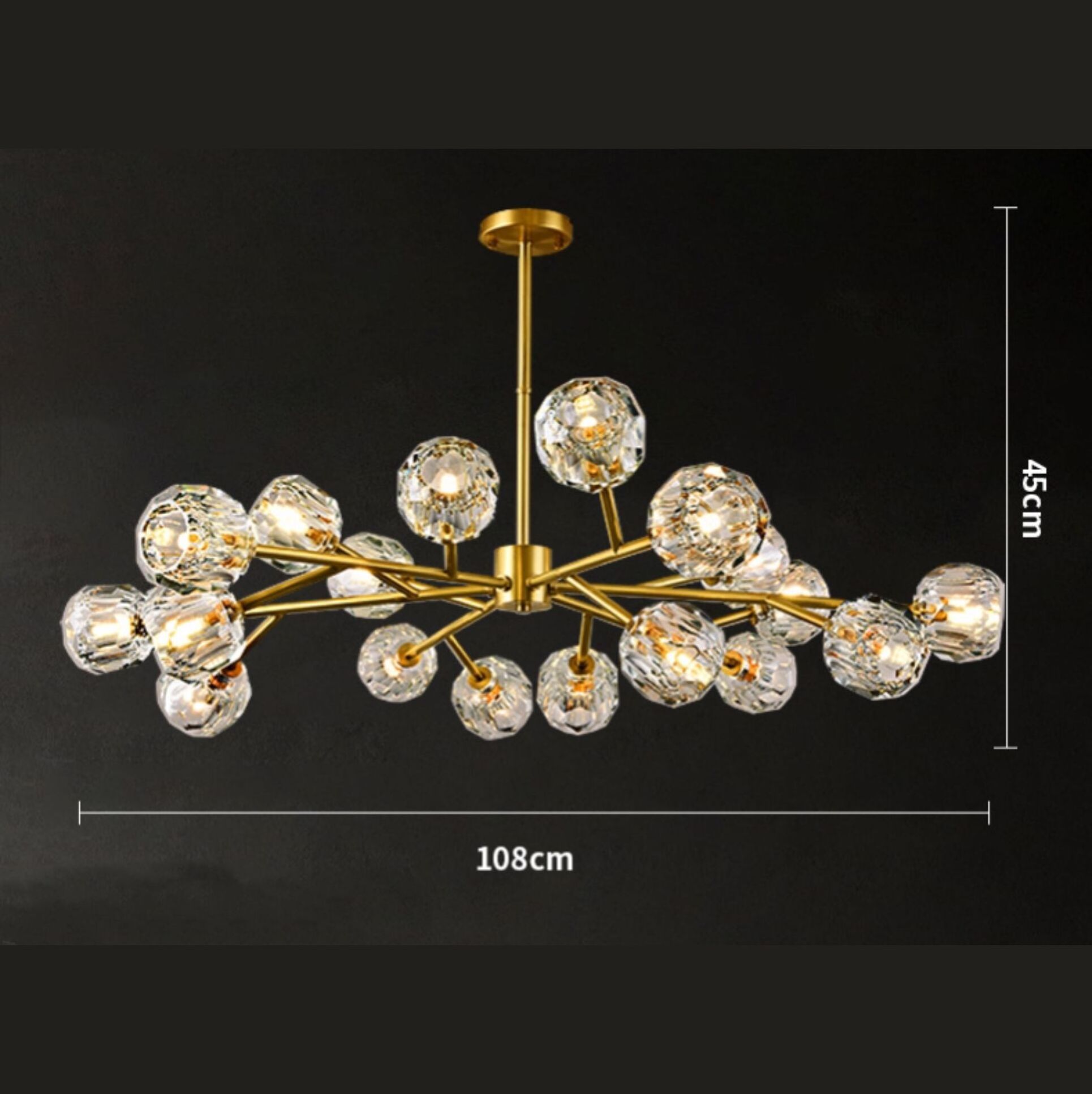 new globe shape gold crystal pendant light brass modern sputnik ceiling light for living room