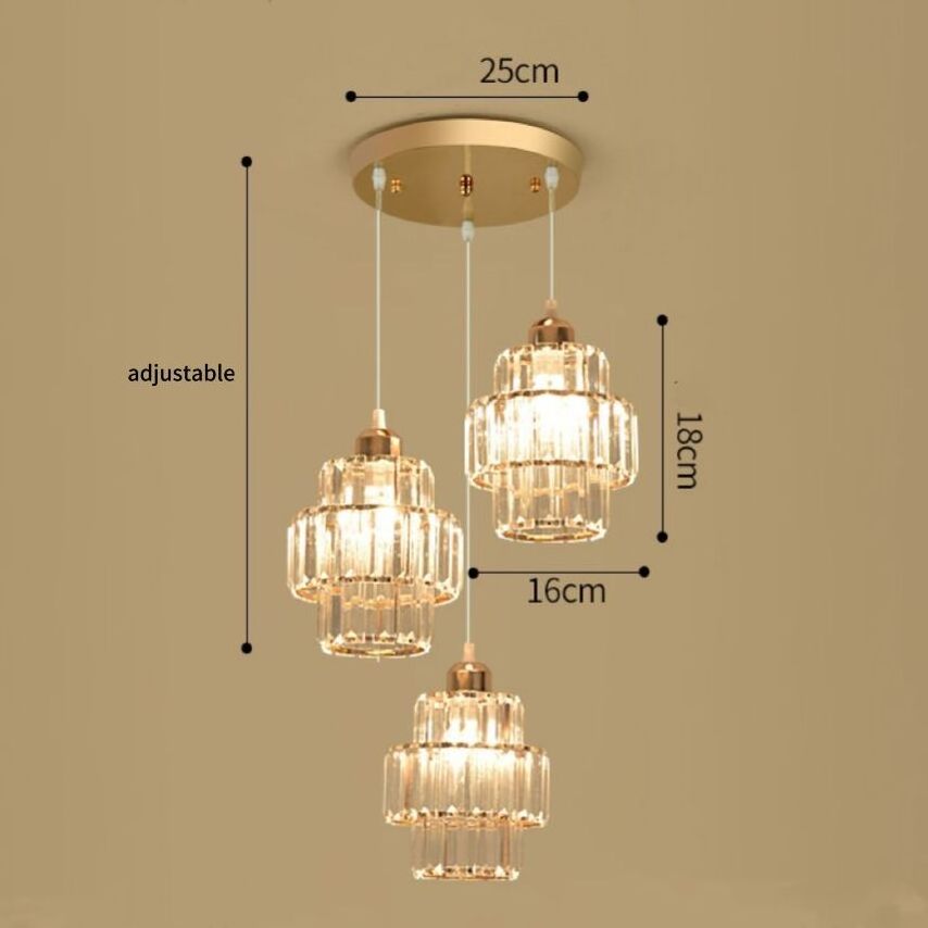 2024 Restaurant Ceiling Hanging Lights Three Lights Vintage K9 Crystal Pendant Light