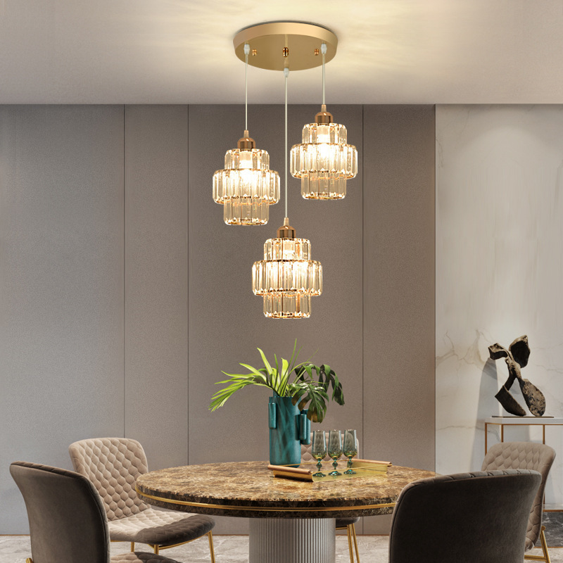 2024 Restaurant Ceiling Hanging Lights Three Lights Vintage K9 Crystal Pendant Light