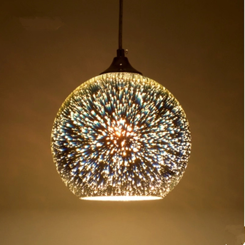 Modern contemporary home decor ceiling fixtures led chandelier simple firework glass ball pendant light for bar