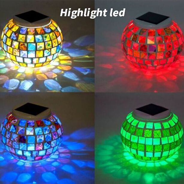 Manufacturer Contemporary Restaurant Turkish Solar Rechargeable Table Lamps Glass Mosaic Ball Light