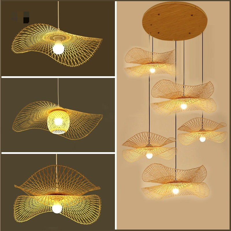 Contemporary Dining Room bamboo ceiling hanging lamp handmade outdoor bamboo pendant light